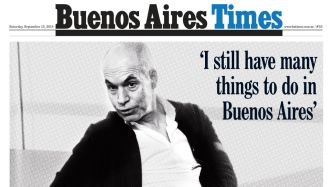 La tapa de Buenos Aires Times de este sábado 15 de septiembre