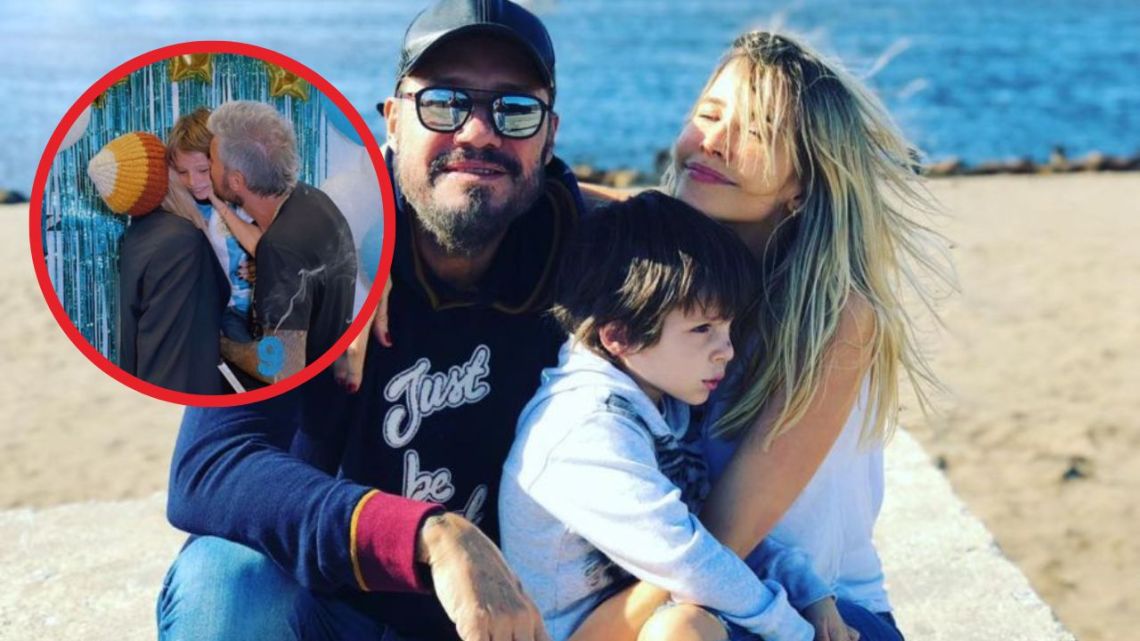 Marcelo Tinelli y Guillermina Valdés juntos en el cumpleaños de su hijo