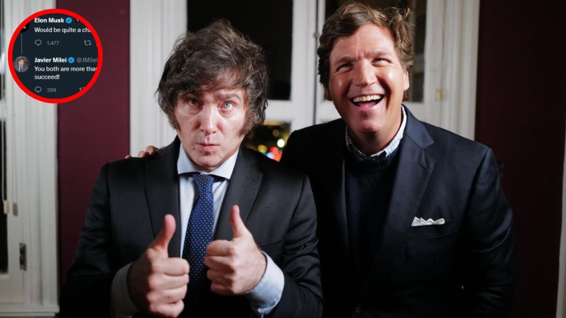 Tucker Carlson subió una foto con Javier Milei y Elon Musk salió a