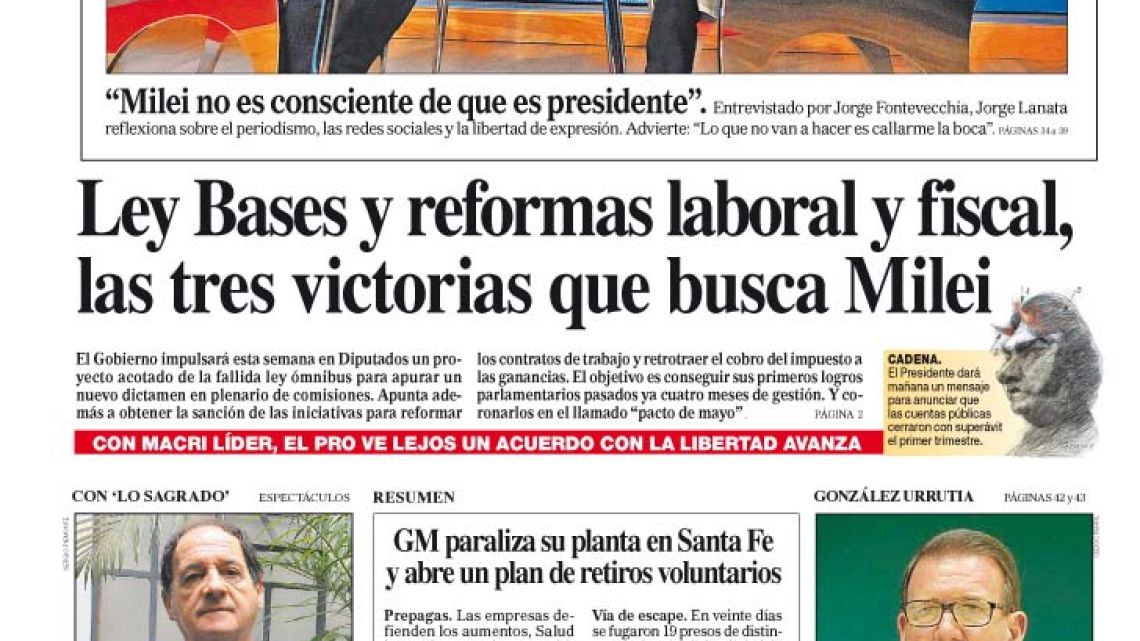 La Tapa Del Diario Perfil Del Domingo De Abril De Perfil