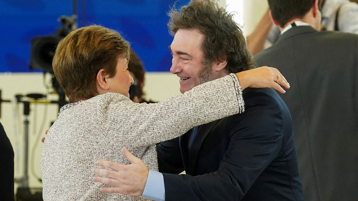 Javier Milei se encontró con Kristalina Georgieva en el G7 antes de su