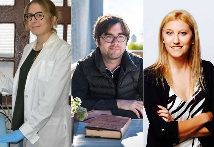 FUTURO. Florencia Montini, Santiago Siri y Agustina Fainguersch impulsan desarrollos en materiales biocompatibles, herramientas para la política digital y una app para facilitar la realización de tests de diagnóstico médico.
