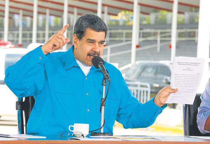Retorica bolivariana. Maduro acusó a Estados Unidos por las sanciones que complicaron el financiamiento externo de Caracas.