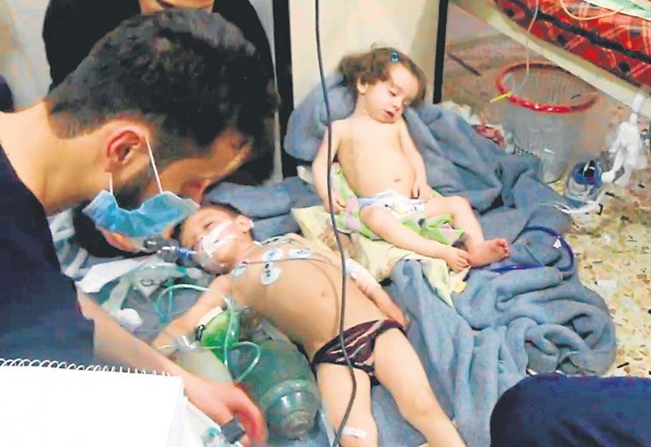 Montaje. Según Moscú, las imágenes de supuestas víctimas de gases fueron eran “puesta en escena”.