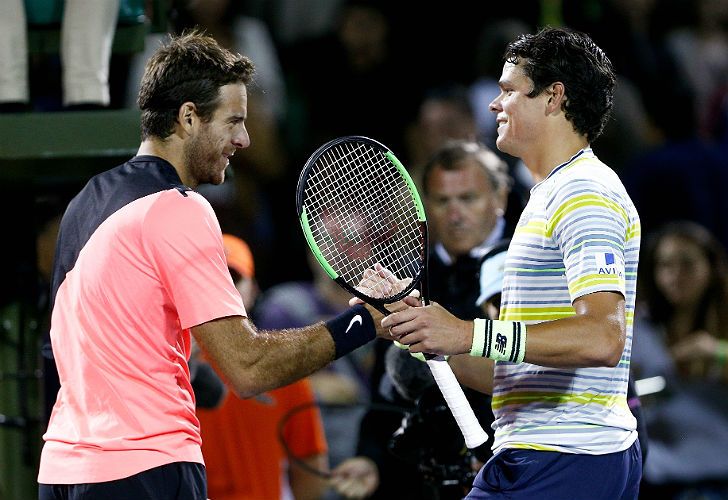 Del Potro y Raonic, buena onda tras la batalla.