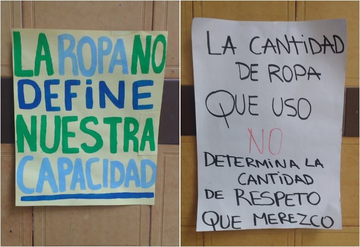 Carteles hechos por los compañeros de la alumna sancionada.