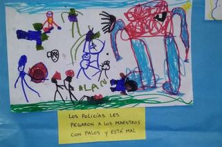 Nenes de 4 y 5 años debieron dibujar a policías pegándole a los maestros