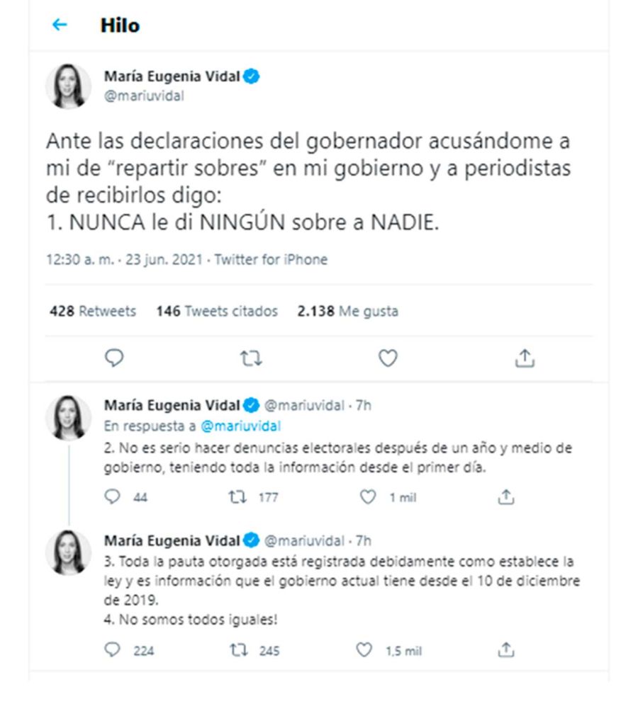 Tuits de María Eugenia Vidal