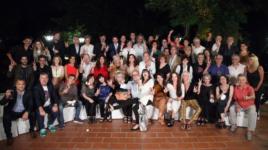 Cristina Kirchner en el festejo con artistas, periodistas y militantes K