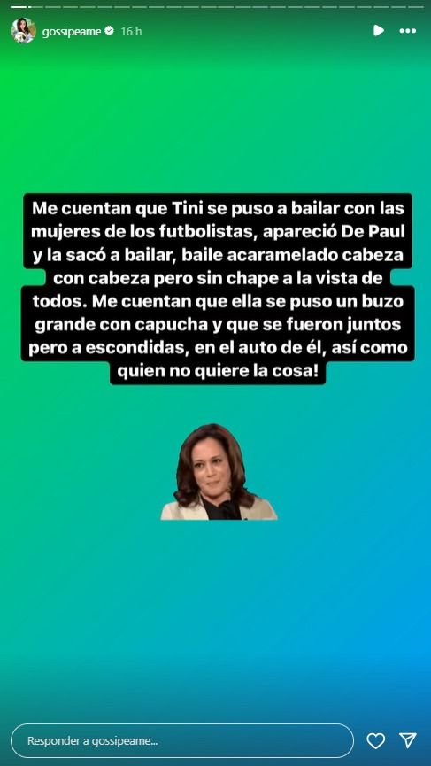 La historia de Instagram de Gossipeame. 