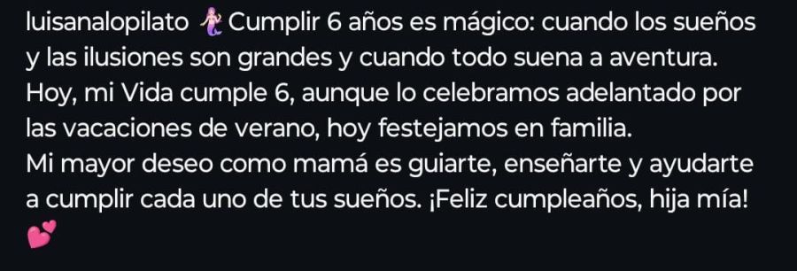 Las palabras de Luisana Lopilato por el cumple de su hija. 