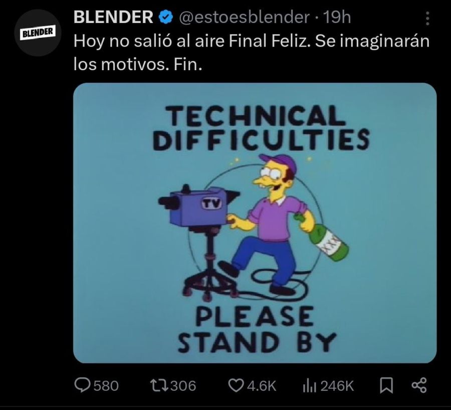 Comunicado de Blender sobre Final Feliz