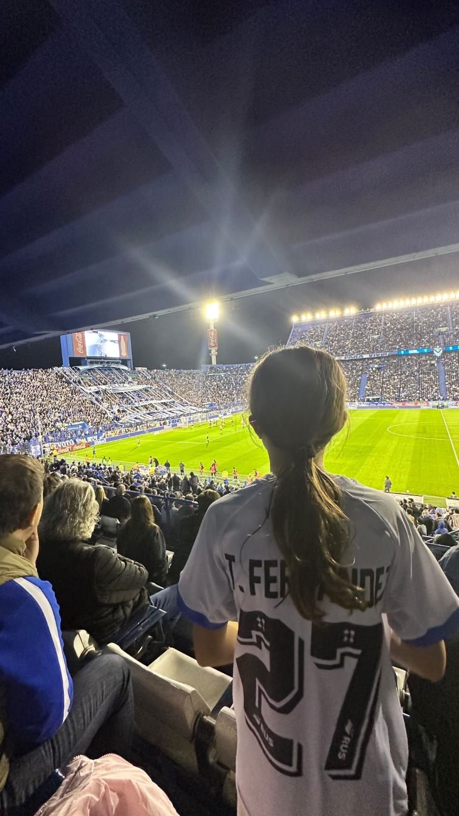 Rufina Cabré en el estadio de Vélez Sarsfield, su tercera historia de Instagram.