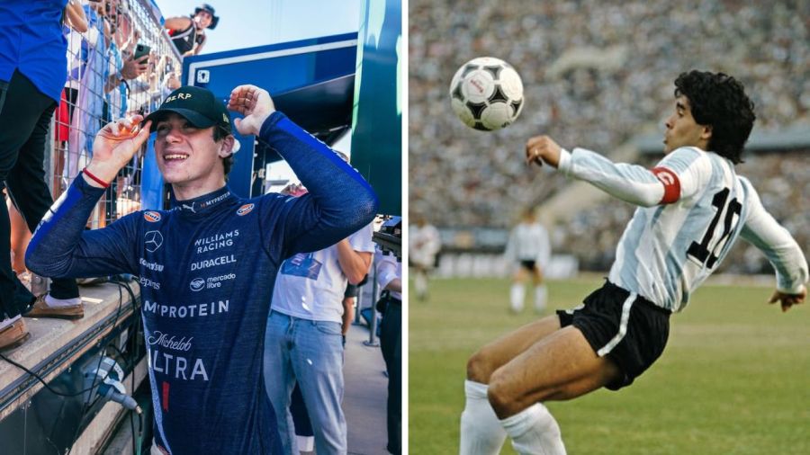 Franco Colapinto y Diego Maradona. 