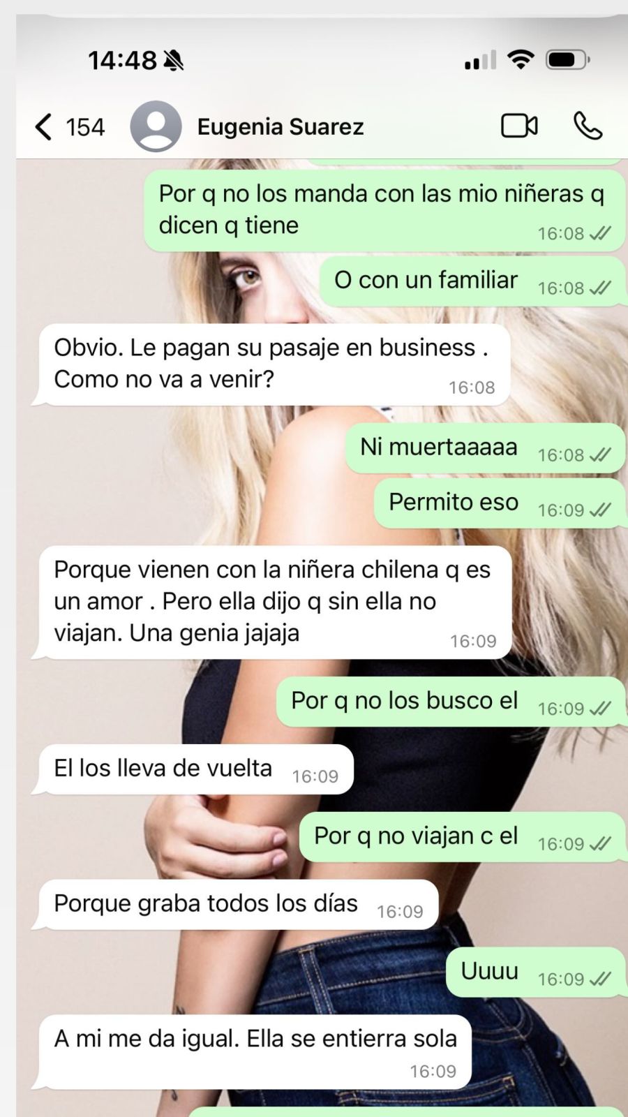 Los chats de Wanda Nara y la China Suárez. 