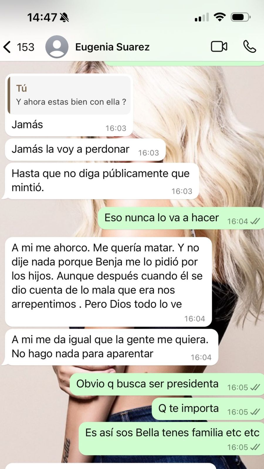 Los chats de la China Suárez y Wanda Nara. 