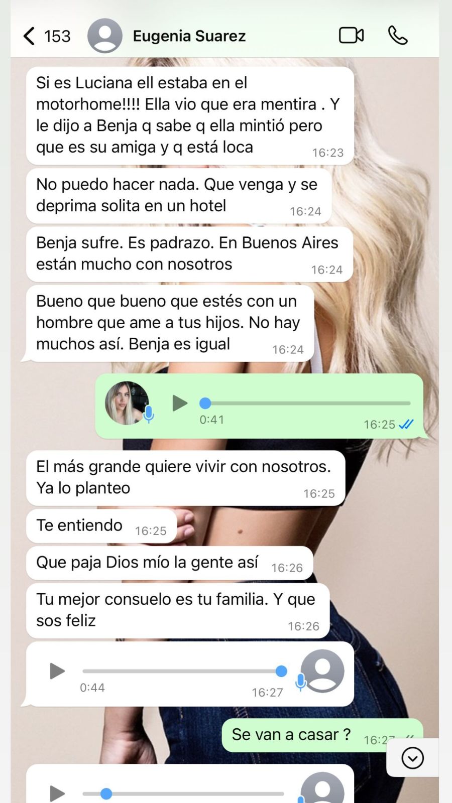 Los chats de Wanda Nara y la China Suárez. 