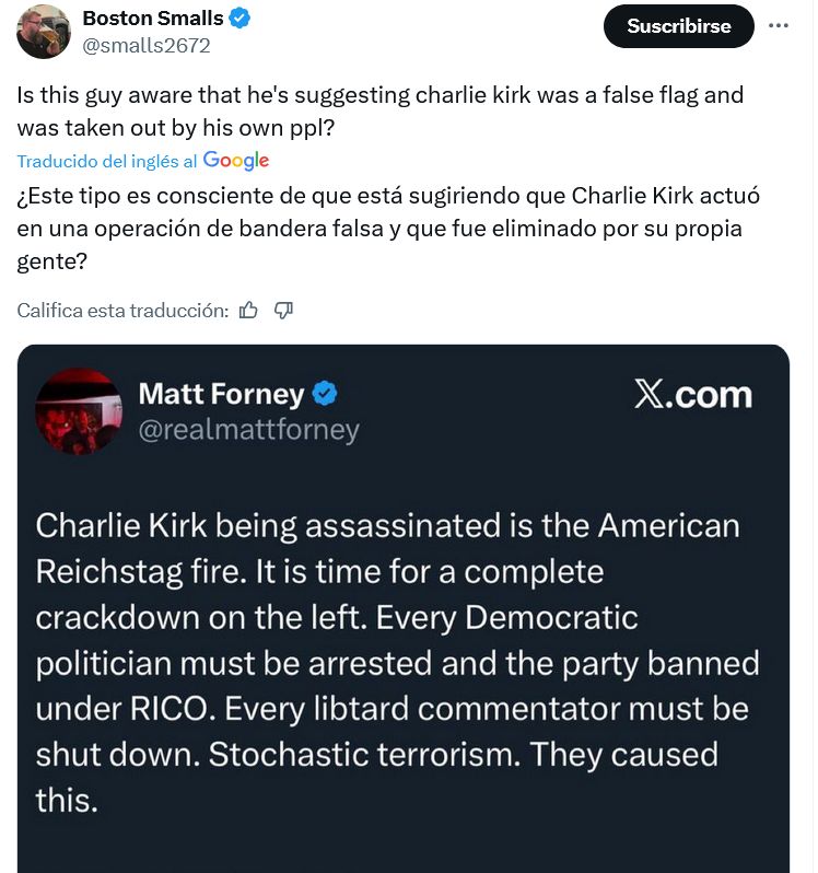 Post sobre bandera falsa en X