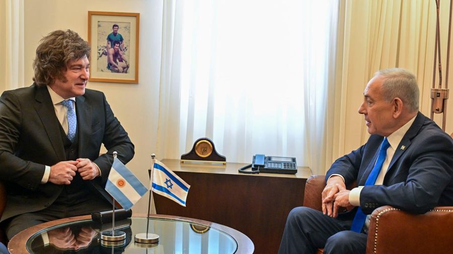 Milei junto al primer ministro de Israel, Benjamin Netanyahu