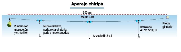 Línea chiripá para la pesca de pejerrey