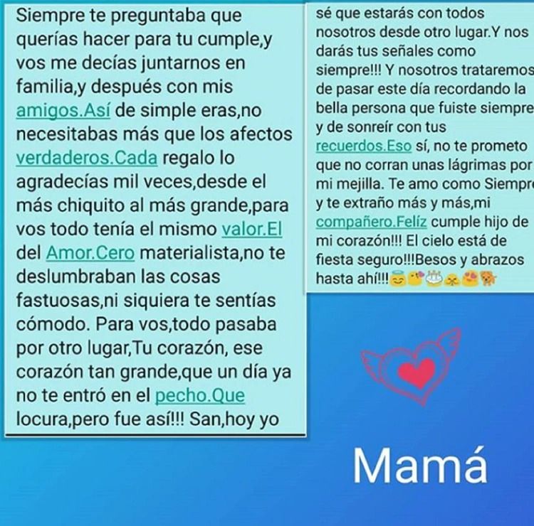La desgarradora carta de la madre de Nico Vázquez a Santiago