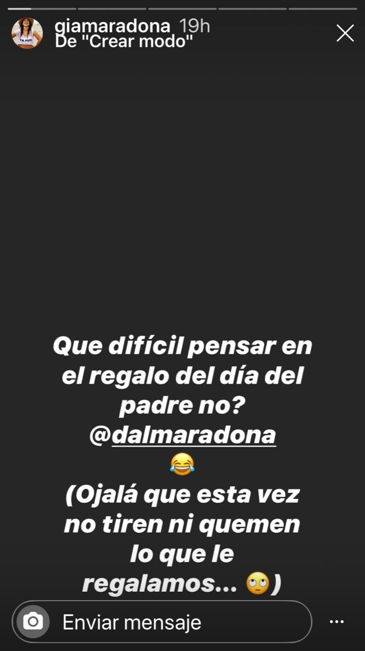 El picante mensaje de Gianinna Maradona a Dalma por el regalo del día del padre para Diego