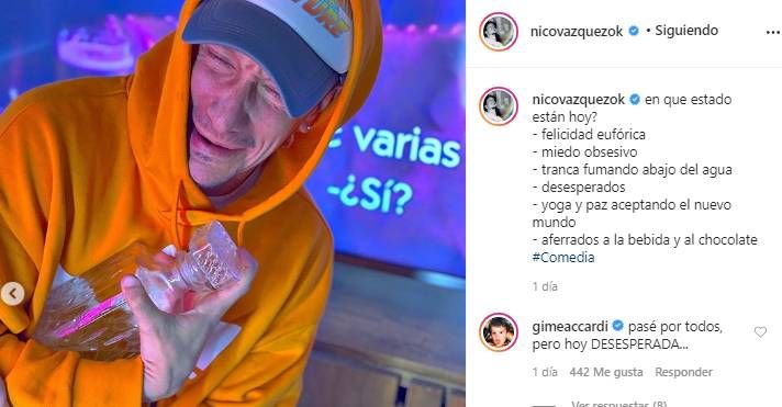 Post de Nico Vázquez sobre la cuarentena