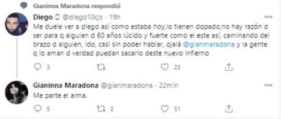Gianinna Maradona preocupada por Diego: 