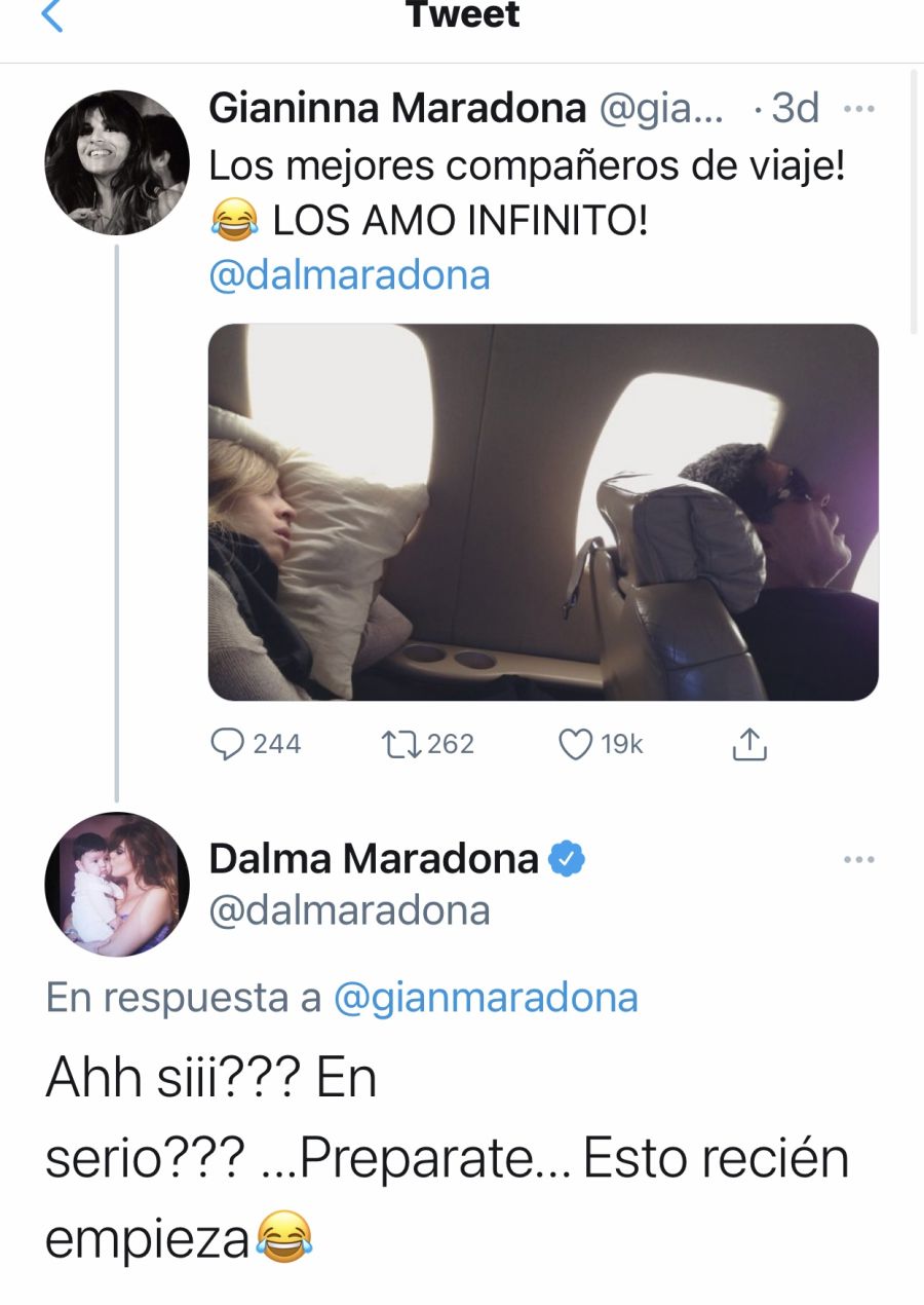 Gianinna Maradona recordó a su padre con una graciosa foto en Twitter 