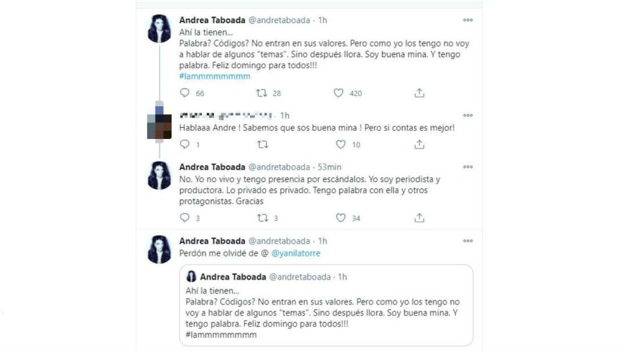 Andrea Taboada respondio mensaje Yanina Latorre