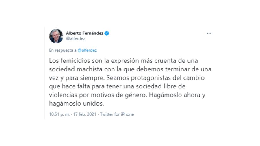 Alberto Fernández Tuit Femicidios
