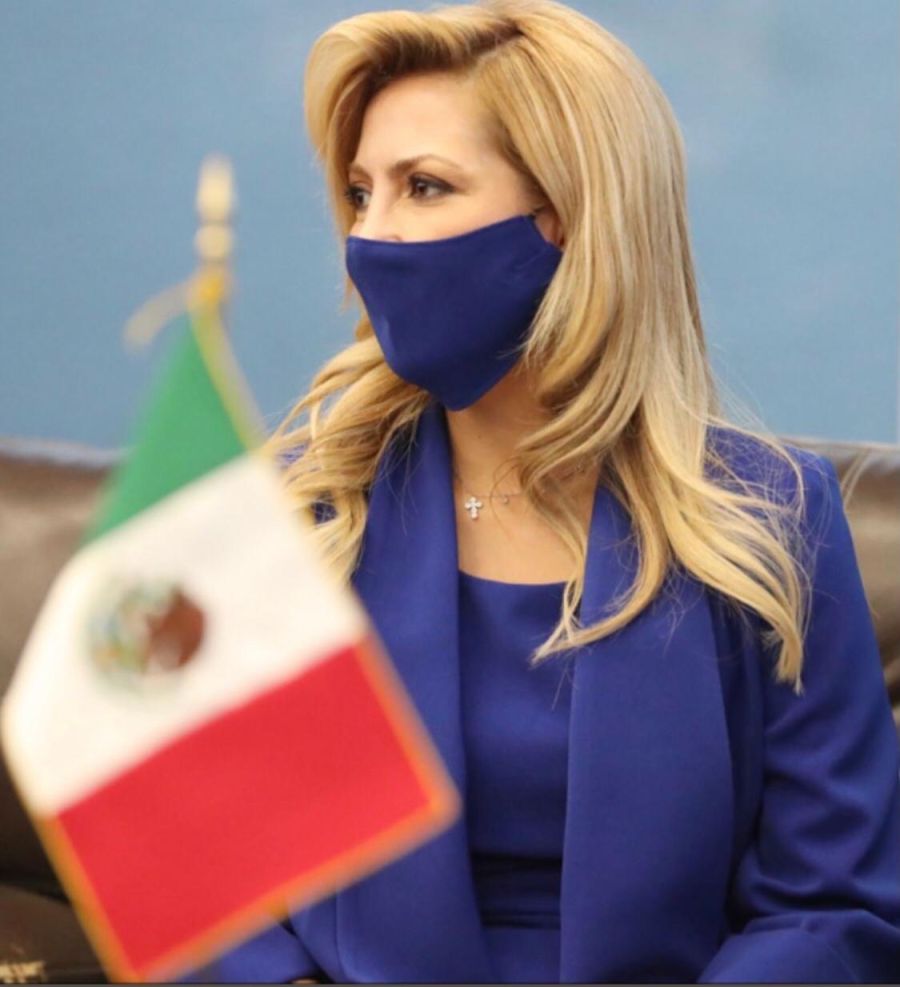 Fabiola Yáñez y el vestido azul que se robó las miradas en su paso por México