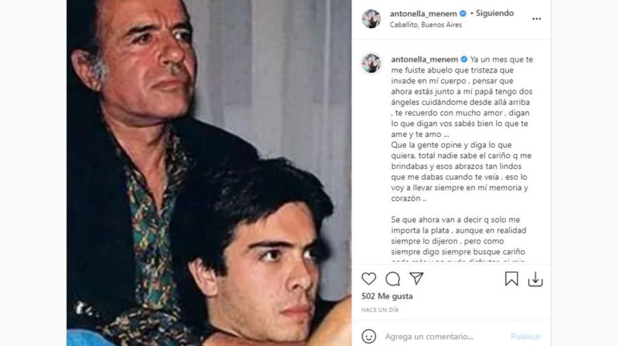 Mensaje Antonella Menem para Carlos Menem