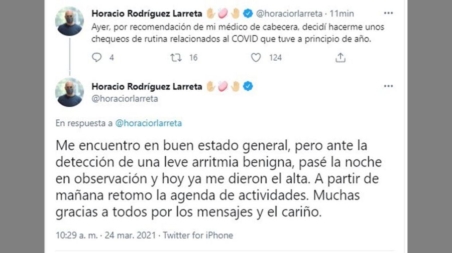 Comunicado vía Redes Horacio Rodríguez Larreta 20210324