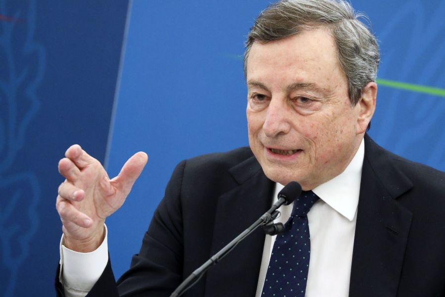 Italian Prime Minister Mario Draghi News Conference On Economic Stimulus