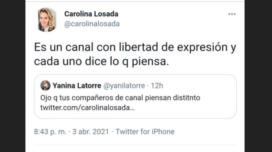 Respuesta Carolina Losada a Yanina Latorre