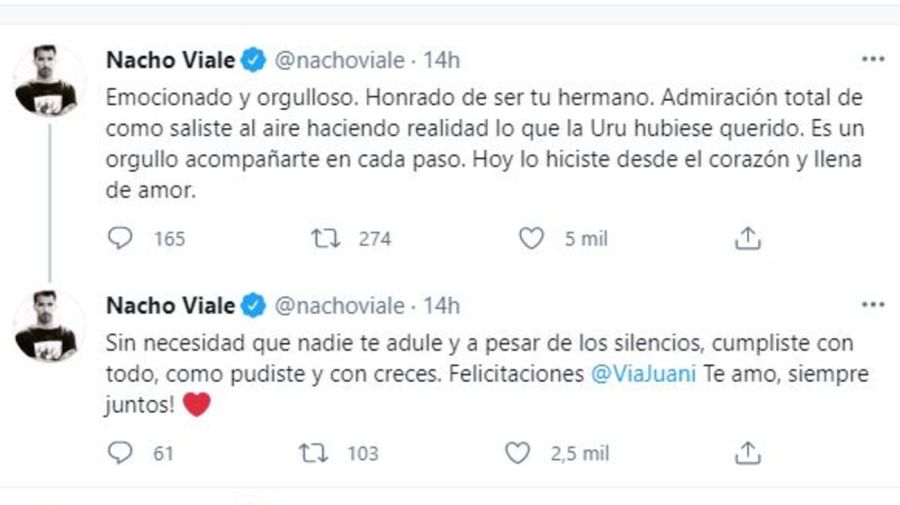 Mensaje Nacho Viale a Juana Viale