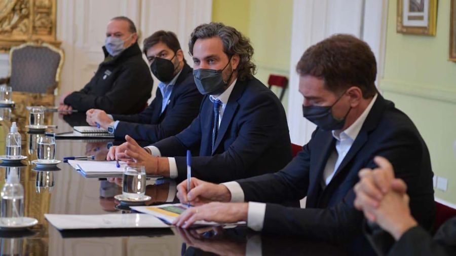 Tripartita. Ayer Cafiero reunió a Berni, Bianco, Santilli y Frederic.