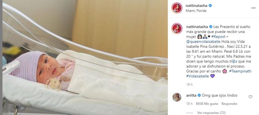 Nació la hija de Natti Natasha: la cantante compartió la primera foto de su bebé