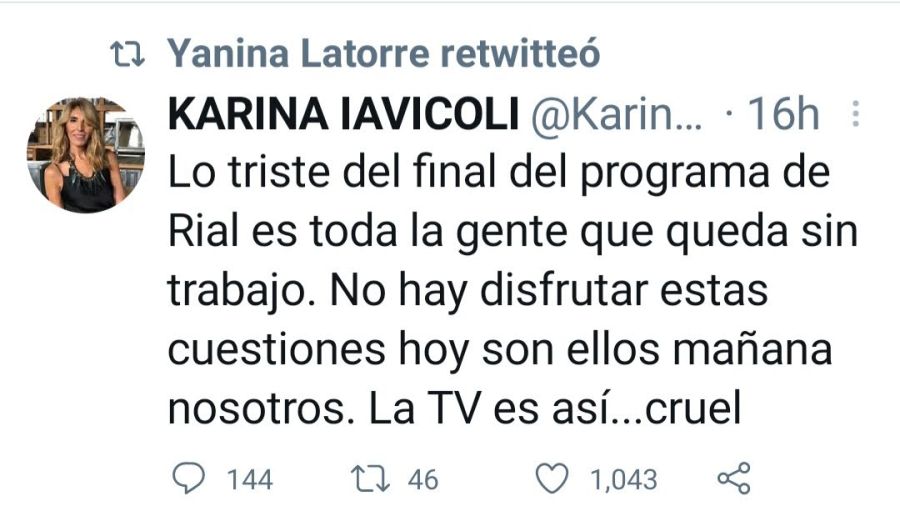 La sorprendente reacción de Yanina Latorre tras la renuncia de Jorge Rial