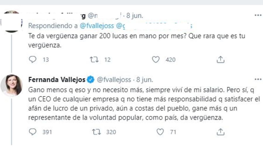 Fernanda Vallejos polemica sueldos