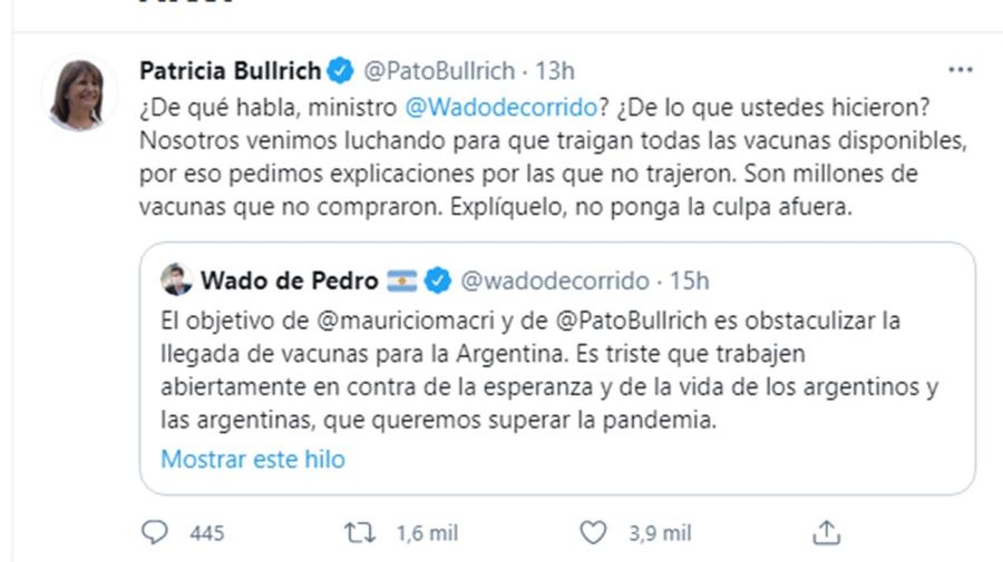  Patricia Bullrich y Wado de Pedro 20210609