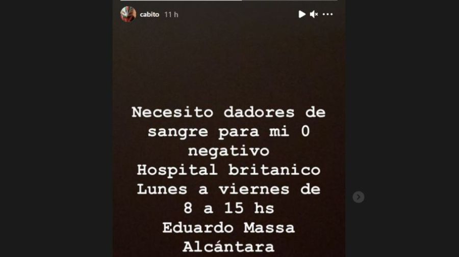 Cabito internado pedido dadores de sangre