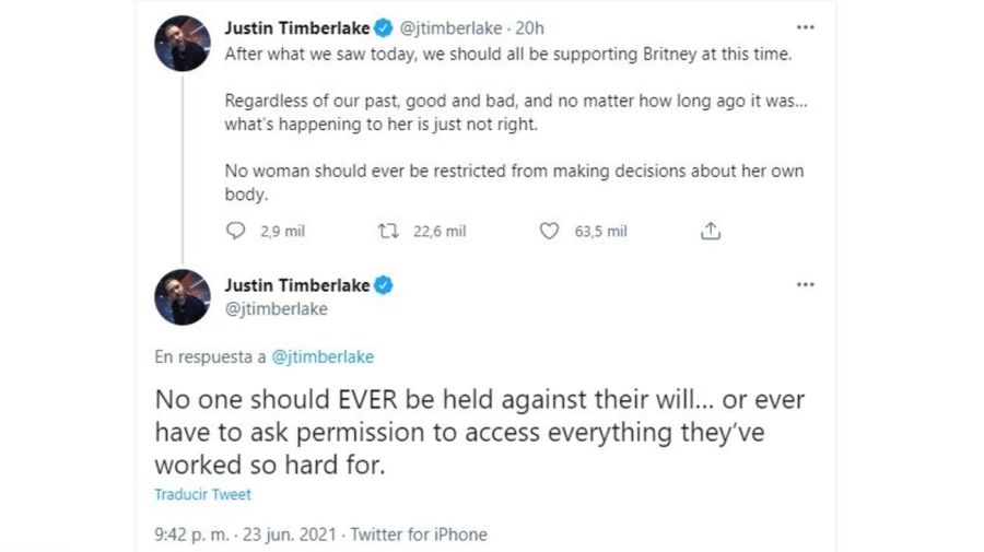 Mensaje Justin Timberlake para Birtney Spears