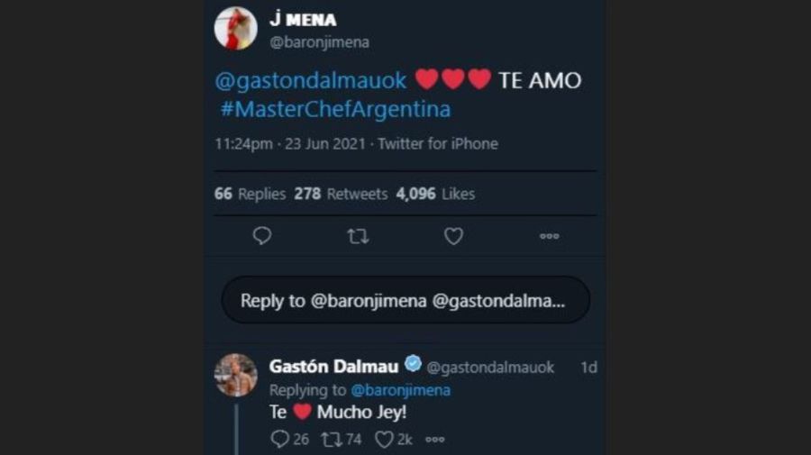 Mensaje Jimena Baron a Gaston Dalmau