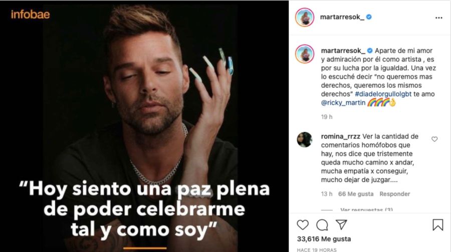 Mar Tarres apoyó a Ricky Martin en su denuncia por discriminación 