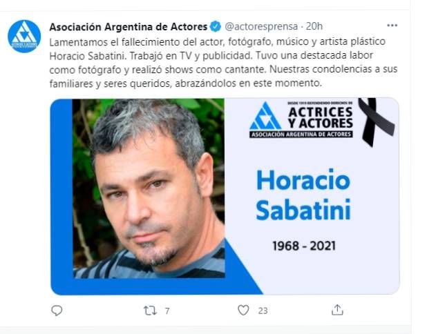 Murió el actor Horacio Sabatini 