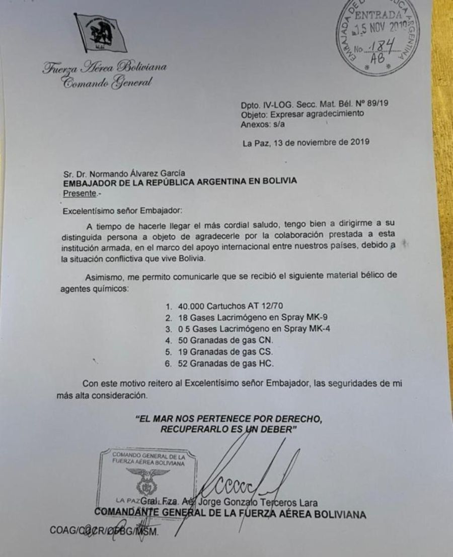 carta golpe de estado bolivia evo morales g_20210708