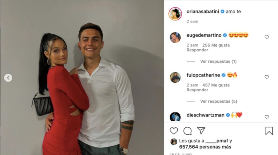 Oriana Sabatini y Paulo Dybala celebraron su tercer aniversario en una romántica cena en Miami 