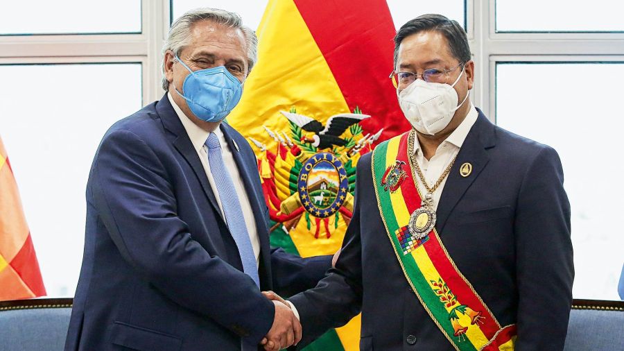 Alberto Fernández y el presidente de Bolivia, Luis Arce Catacora